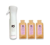 R5, Kit Odour, Spray Ambiente e Tessuti Eco-Formato, 1 Flacone Ricaricabile e 3 Refill, Neutralizza i Cattivi Odori in Casa, Auto e Oggetti, Fragranza Fresca e Floreale, Pet Friendly, Made in Italy