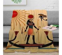 Ra-Horakhty Coperta Morbida E Calda in Flanella, Coperta Pile Plaid Per Letto, Divano, 60x80inch(150x200cm) Amun-Ra Eye of Ra Coperta Pile Sherpa Peluche - Effetto Calmante A Pressione Profonda