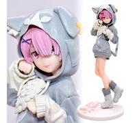 Ra-m Figure, Re Zero Figura ,Starting Life in Another World,Ra-m Anime Figure Decor Cartoon Model Toy, Modello di Anime Personaggio In piedi Modello Home Desktop Decoration per Bambino Regali,8.2 Inch