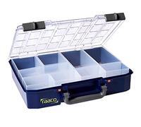 raaco CarryLite 80 4x8-9 - Scatola facile da ordinare per officina, con 9 inserti per piccole parti, portata 10 kg, coperchio trasparente, 27,8 x 33,7 x 7,9 cm
