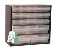 Raaco Cassettiera Porta Minuteria C6-20 - 20 kg Capacità, 15 x 30,6 x 42 cm, 20 Cassetti Trasparenti - Attrezzi in Acciaio per Officina, Organizer Minuteria Parete