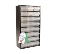 Raaco Contenitore per minuteria C12-24, capacità di carico 30 kg, dimensioni: 15 x 30,6 x 55,2 cm, 24 cassetti, acciaio rivestito, adatto per montaggio a parete, scaffale per viti con scatole di
