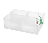 raaco Vassoio Porta Minuteria 80 4xBA7-1, Vassoio con 4 Scomparti, Scatola Trasparente per Attrezzi, Organizer Viti, Cassetti & Conservazione di Piccoli Componenti, Facile da Pulire, 16 x 22 x 6,9 cm