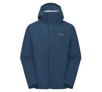 Rab Giacca Downpour da uomo, leggera, impermeabile, con cappuccio, per escursionismo e trekking, colore blu tempesta, L
