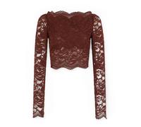 Rabanne, ,Blouses & Shirts ,Donna ,Marrone ,XS Top corto in pizzo con scollo a barca