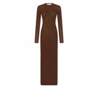 Rabanne, ,Dresses ,Donna ,Marrone ,M Abito Midi in Lana Marrone con Borchie