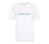 Rabanne, ,Tops ,Donna ,Bianco ,S T-shirt Girocollo in Cotone Piumato