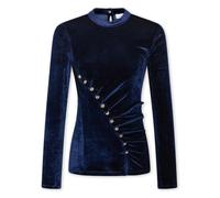 Rabanne, ,Tops ,Donna ,Blu ,2XS Top in Velluto Drappeggiato con Gioielli