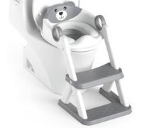 Rabb 1st Riduttore wc bambini, sedile rialzato maschi e femmine, pedana antiscivolo anti-spruzzo scala per water,Grigio