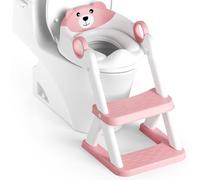 Rabb 1st Riduttore wc bambini, sedile rialzato maschi e femmine, pedana antiscivolo anti-spruzzo scala per water,Rosa