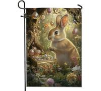 Rabbit And Treasure, Colorful Easter Bandiera Colore Vivido Bandiera Da Giardino Robuste Bandiere Verticale Per Giardino Decorazione Casa 30X45Cm