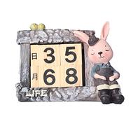 Rabbit Calendar Decor | DIY Wooden House Calendar for Young Users/Desktop/Home Office | Composite Frame & Adjustable Date Blocks | Present for Young Users & Friends