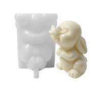 Rabbit Candle Mold - Easter Bunny Silicone Form, Creative Casting Accessory | High Temperature Safe Material Compact Size 10x7cm, Handmade Soap Resin Fondant Ornament Display Celebration Styling