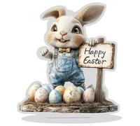 Rabbit Decor | 2D acrilico Easter Table Centerpiece, Spring Desk Decor Rabbit Egg Centerpiece For Home Living Room Shelf Desktop Cabinet Wedding Party Mantle Use, Handy Piece For Daily