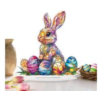 Rabbit Decor | 2D Acrylic Easter Table Centerpiece, Spring Desk Decor Rabbit Egg Centerpiece For Home Living Room Shelf Desktop Cabinet Wedding Party Mantle Use, Handy Piece For Daily