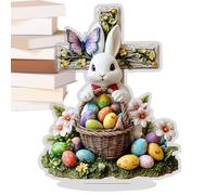 Rabbit Decor | 2D Acrylic Easter Table Centerpiece, Spring Desk Decor Rabbit Egg Centerpiece For Home Living Room Shelf Desktop Cabinet Wedding Party Mantle Use, Handy Piece For Daily