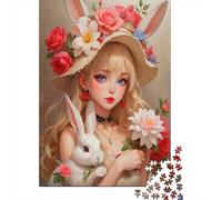 Rabbit Girl Flower Crown Puzzle Impossible 1000Pcs Decorazione Per La Casa. Giochi Rilassamento E Intelligence Per Adulti E Ragazzi Da 14 Anni 70x50cm/1000pcs