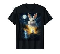 Rabbit Howling to The Moon Vintage Funny Rabbit Maglietta