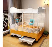 Rabbit Hutch Indoor, Box Per Conigli, Con Rotelle, Con Due Fasciatoi Estraibili, Ringhiera Rialzata, Gabbia Per Porcellini D'india Per Piccoli Animali, Per Conigli, , Yellow, 73*47*75cm/29*19*30"
