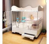 Rabbit Hutch Indoor, Box Per Conigli, Con Rotelle, Con Due Fasciatoi Estraibili, Ringhiera Rialzata, Gabbia Per Porcellini D'india Per Piccoli Animali, Per Conigli, , White, 73*47*75cm/29*19*30"