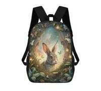 Rabbit in Enchanted Forest with Butterflies Zaino Per Bambini Zaino Scolastico Borsa Scolastica Borsa Scolastica Alla Moda Stampata in 3D Per Ragazzi Studenti Delle Scuole Elementari E Medie 17inch