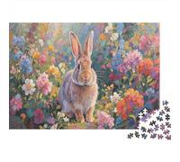 Rabbit Puzzles Puzzle Da 1000 Pezzi Among The Flowers Bambini Adulti Gioco Puzzle Decorazione Domestica Giochi Educativi Gioco Sfida1000pcs (75x50cm)