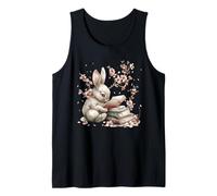 Rabbit Reading Books for Bunny Mom Cherry Blossom Flowers Canotta