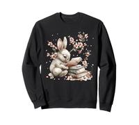 Rabbit Reading Books for Bunny Mom Cherry Blossom Flowers Felpa