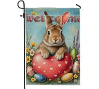 Rabbit Spring Festive Heart Egg Easter Green Bandiere Durevole Flag Robuste Bandiera Per Interno Esterno Decorazione 30X45Cm