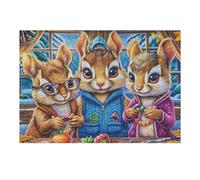 Rabbit Squirrel Trio Floral Puzzle 300 Pezzi Per Adulti in Cartone Rigido 3D Panoramico Per Viaggi E Vacanze Miglioramento Concentrazione Edizione Esclusiva Qualità 300 PCS