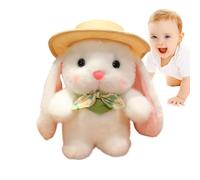 Rabbit Stuffed Animal - 9.05inCH Cute Pudding Plush Toy with Hat | Simulated PP Cotton Doll | Doll with Hat and Bow, Soft Fun Gift for Girl Child, Holiday Snuggle Companion