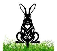Rabbit Yard Stakes - Giardino Rabbit Decor Stake, Bunny Metal Yard Stakes | Pannello Giardino Coniglio Silhouette di Ferro Nero, Coniglio Yard Arte Animali per Il Paesaggio Posteriore