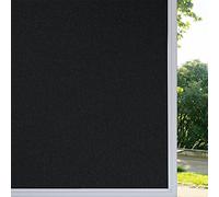 rabbitgoo Pellicola Oscurante Vetri Finestre 30x200cm Nera, Pellicola per Vetri Finestre Opaca, Pellicole Statica Senza Colla No Residui, Pellicole Privacy Smerigliata per Bagno Camera da Letto