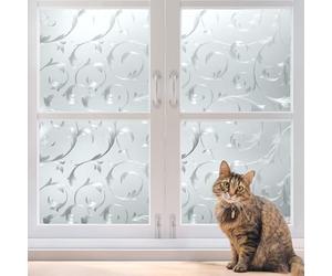 rabbitgoo Pellicola Per Vetri Finestre-3D Fiore Decorativa,Autoadesive,Anti-UV, 90x200cm