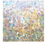 rabbitgoo Pellicola per Vetri Finestre 60x200cm, Pellicola Privacy Finestre 3D Arcobaleno Geometrica Decorativa Autoadesiva, Anti-UV e Controllo del Calore Pellicole Adesive per Casa, Cucina e Ufficio