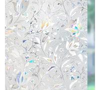 rabbitgoo Pellicola Privacy per Finestre e Vetri 3D Fiori Decorative Autoadesive Controllo di Calore con Effetto Arcobaleno Anti-UV, Pellicola Vetri Finestre per Casa Bagno Cucina Ufficio, 44.5x200cm