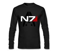 Rabit cut design da Uomo Mass Effect Alliance N7 Special Forces Insignia t-Shirt a Maniche Lunghe bBlack Taglia Unica