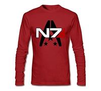 Rabit cut design da Uomo Mass Effect Alliance N7 Special Forces Insignia t-Shirt a Maniche Lunghe dRed Taglia Unica