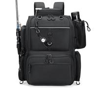 Rabjen Zaino per attrezzatura da pesca con porta canne, portabottiglie, borsa portaoggetti da 40 litri (vassoi non inclusi) per riporre attrezzi da pesca, nero, Da viaggio