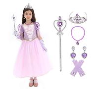 Rabtero Costume da principessa per bambini, ragazze Rapunzel Princess Dress Up, abito da principessa viola di lusso con accessori per ragazze 7-8 anni