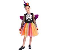 Rabtero Costume della strega di Halloween per bambini, vestito Tutu della strega dell'unicorno con fascia e ali unicorno, vestito della strega di Halloween per le ragazze 7-8 anni