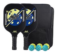 Racchetta da pickleball,AKLOT Pickleball Paddles Set 2 pezzi Racchette da pickleball in fibra di carbonio per donne e uomini per giocare all'interno o all'aperto con 6 palline, borsa per il trasporto