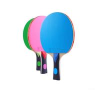 Racchetta da ping pong, in legno a 7 strati, con manico lungo FL, spugna di durezza media per giocare a tutto tondo, impugnatura che assorbe il sudore, include borsa per il trasporto (rosa)