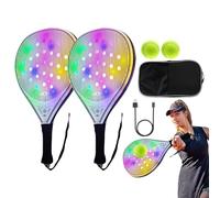 Racchetta da Tennis per Donne | Attrezzatura da Tennis EVA Ricaricabile USB,Accessori Sportivi per Paddle in Fibra di Carbonio con 2 Palline per Adulti e Bambini, Allenamento e Viaggio