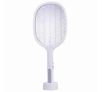 Racchetta elettrica ricaricabile anti-insetti, cavo usb, led e base di supporto, Duo Kooper