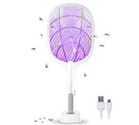 Racchetta Mosche Elettrica 2 in 1, Racchetta Elettrica con Potente Lampada Trappola per Zanzare per uso Interno ed Esterno