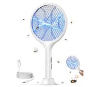 Racchetta Zanzare Elettrica 4000V 2 in 1 con Luce UV e Base 1800mAh USB C