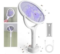 Racchetta Zanzare Elettrica con Testa Rotante, 3500V Scacciamosche Elettrico Estensibile, Antizanzare Ricaricabile Tramite USB, Adatto per Casa Giardino Cucina Interni Esterni