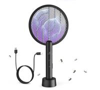Racchetta Zanzare Elettrica, GooQand 2 in 1 Scacciamosche Elettrico E 4000V Scacciamosche Da con USB Base Di Ricarica, Insetti Scacciamosche Portatile e Lampada UV per Casa, Cucina, Interni E Esterni