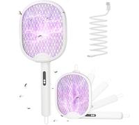 Racchetta Zanzare Elettrica Pieghevole 4000V 1800mAh 3 in 1 Scacciamosche Elettrico USB Ricaricabile Insetti Scacciamosche Portatile e Luce LED Adatto per Interni ed Esterni